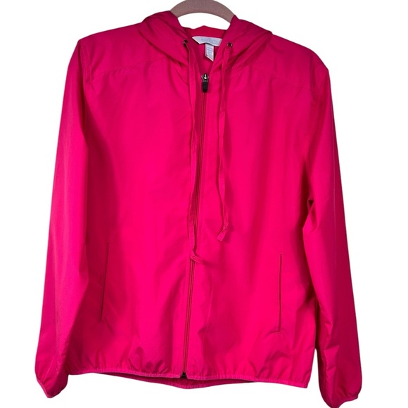 ATC hot pink jacket, M, windbreaker Spring Coat, pockets & hood, Neon Cute - Picture 1 of 7